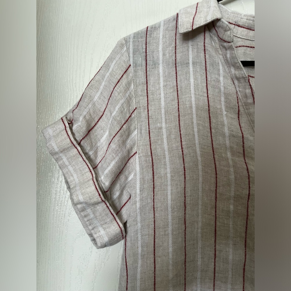 Maven West Short sleeve khaki Linen Shirt Dress Size Small - Picture 5 of 7